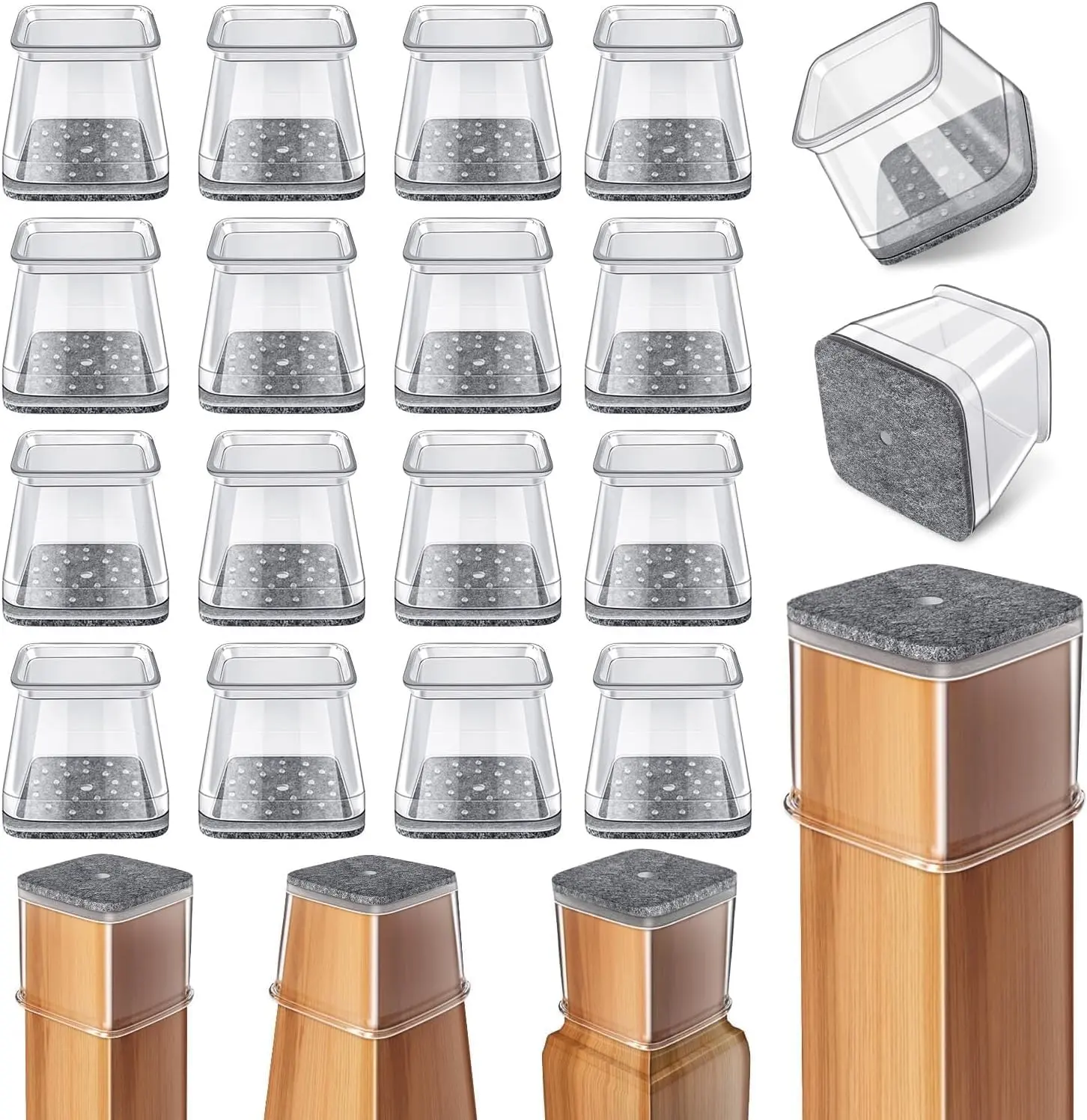 12/24/48 Pcs Invisible Transparent Decorative Hardware Furniture Pads, Quiet Anti-Scratch Non-Slip Chair Leg Protector Covers, Easy-to-Install Versatile Floor Protection Guards for Home Office