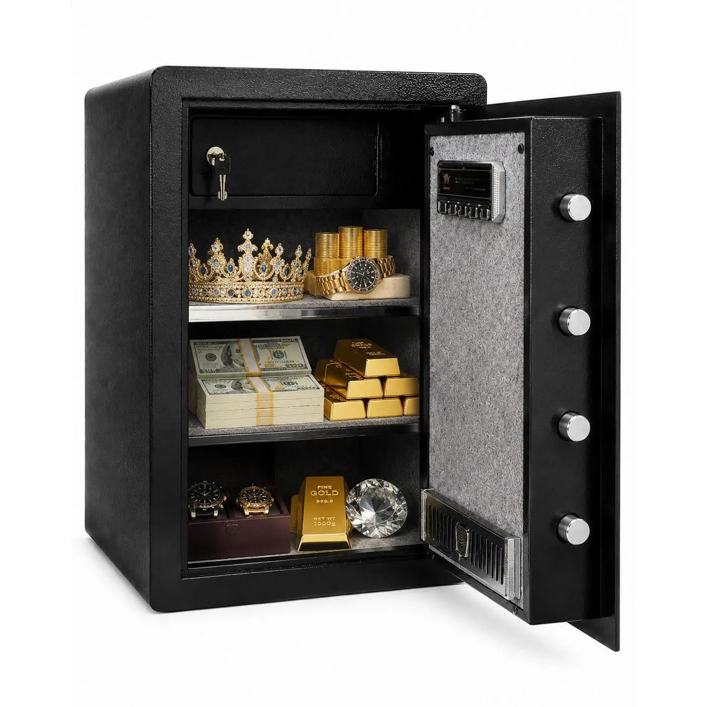 Steel Safe Box, 3.5 Cubic Feet Security Safe with Digital Keypad, Removable Shelf, Alarm System, Protect Cash, Gold, Jewelry, Documents