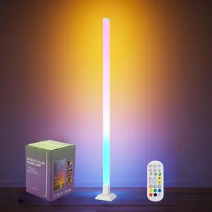orner Floor Lamp, Smart RGB Corner Lamp with Remote Control, Music Sync Standing Lamp with 16 Million DIY Colors, Modern Ambient Light for Bedroom, Living Room, Gaming Rooms