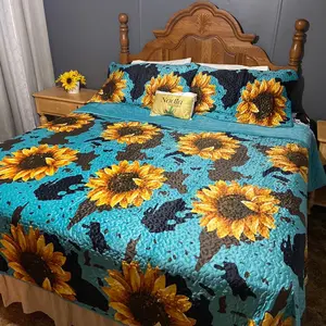 KANE SUNFLOWER COW BLANKET LUXURY VELVET