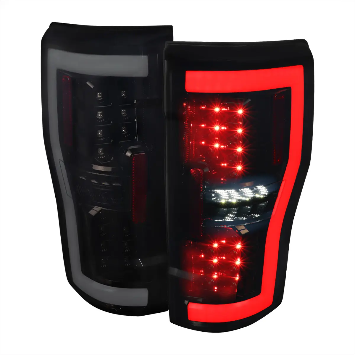 2017-2019 Ford F-250/F-350/F-450/F-550 LED Bar Tail Lights (Glossy Black Housing/Dark Smoked Lens) 2017-2019 Ford F-250/F-350/F-450/F-550 LED Bar Tail Lights (Glossy Black Housing/Dark Smoked Lens)