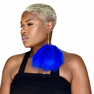 Feather Earring Royal Blue Plumes Fluffy Marabou Down Short Tassel Feather Earrings