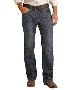 Rock & Roll Relaxed Fit Two Tone Embroidered Bootcut Jean