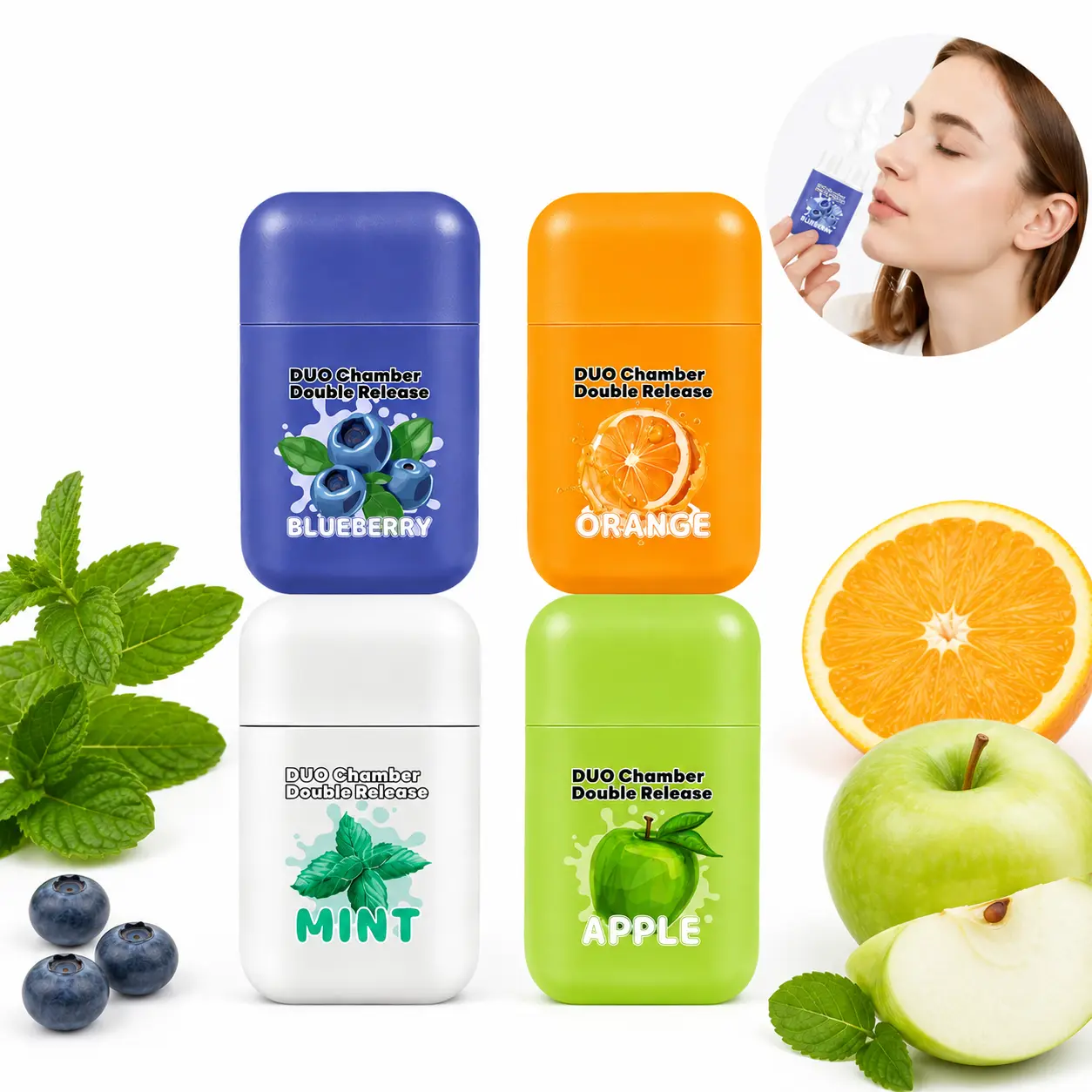 2-Pack Dual Chamber Herbal Nasal Inhalers Natural Essential Oil Aroma Sticks Portable Pocket Size for Office Travel Daily Wellness Not Intended to Replace Medication Aromatherapy Treatment Healthy Mood Boosting Mint