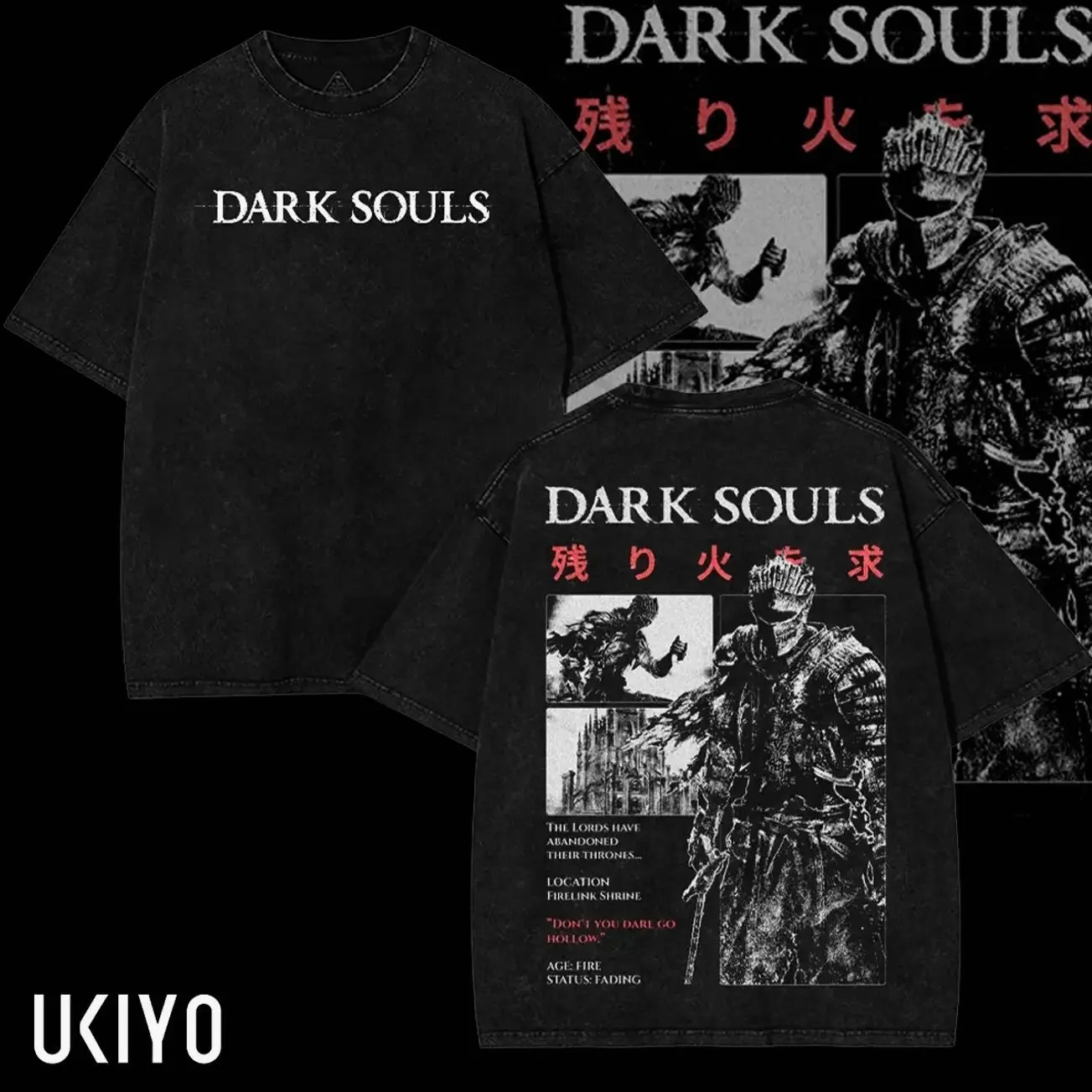 Dark Souls Shirt Soul of Cinder Graphic Tee Heavyweight Acid Wash Cotton Oversized T-Shirt Vintage Gaming Merch Soulsborne Streetwear Tshirt Gift for Gamers NA0