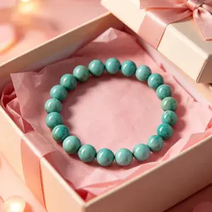 Natural South African Blue Turquoise Beaded Bracelet (8mm/10mm) — Unisex Handmade Gemstone Jewelry