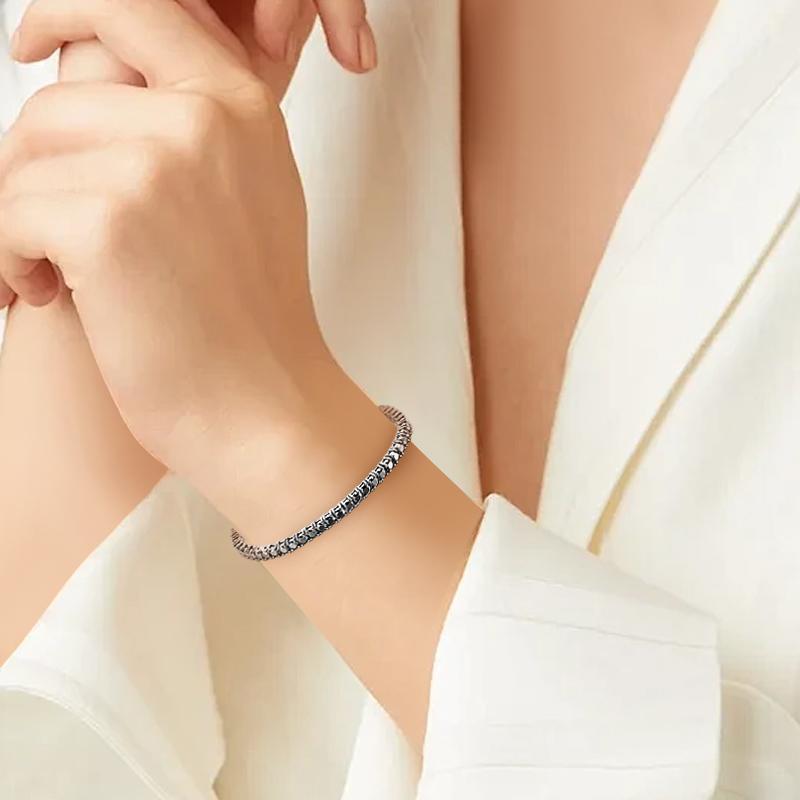 EWYA GRA Certified Full 3/4/5/6.5MM Black Moissanite Tennis Bracelet for Men Women S925 Silver Plated 18K Black Gold Bracelets