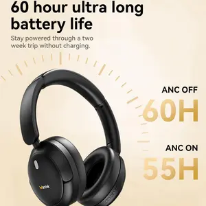 【ANC Bluetooth Headphones 60H】T3, 60H Playtime Bluetooth Over Ear Headset with Mic, Hi-Res Deep Bass, Memory Foam Ear Cups, Wireless ANC Headphones for Travel, Work, Calls – Perfect Christmas Gift for Kids, Husband, or Family, T3