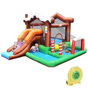 【On Sale】Costzon Inflatable Bounce House, Bouncy House for Toddler Kids 5-12 Ages Indoor Outdoor Party Family Fun w/Climbing, Large Ball Pit, Basketball Rim, Blow up Jumping Castle for Birthday Party Gifts Costst fathersdaygift