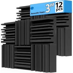 Thick Acoustic  Panels, 12 X 12 X 3 Inch 12 count Broadband Sound Absorbing , Dense Soundproof Padding Tile, Recording Studio  Absorber,  Decorative  Wall Ceiling Panel