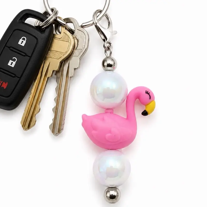 Pink Flamingo Keychain Accessory, Compact Portable Multitool, Cute Charm Keychains, Fun Addition for Fashionable Bags