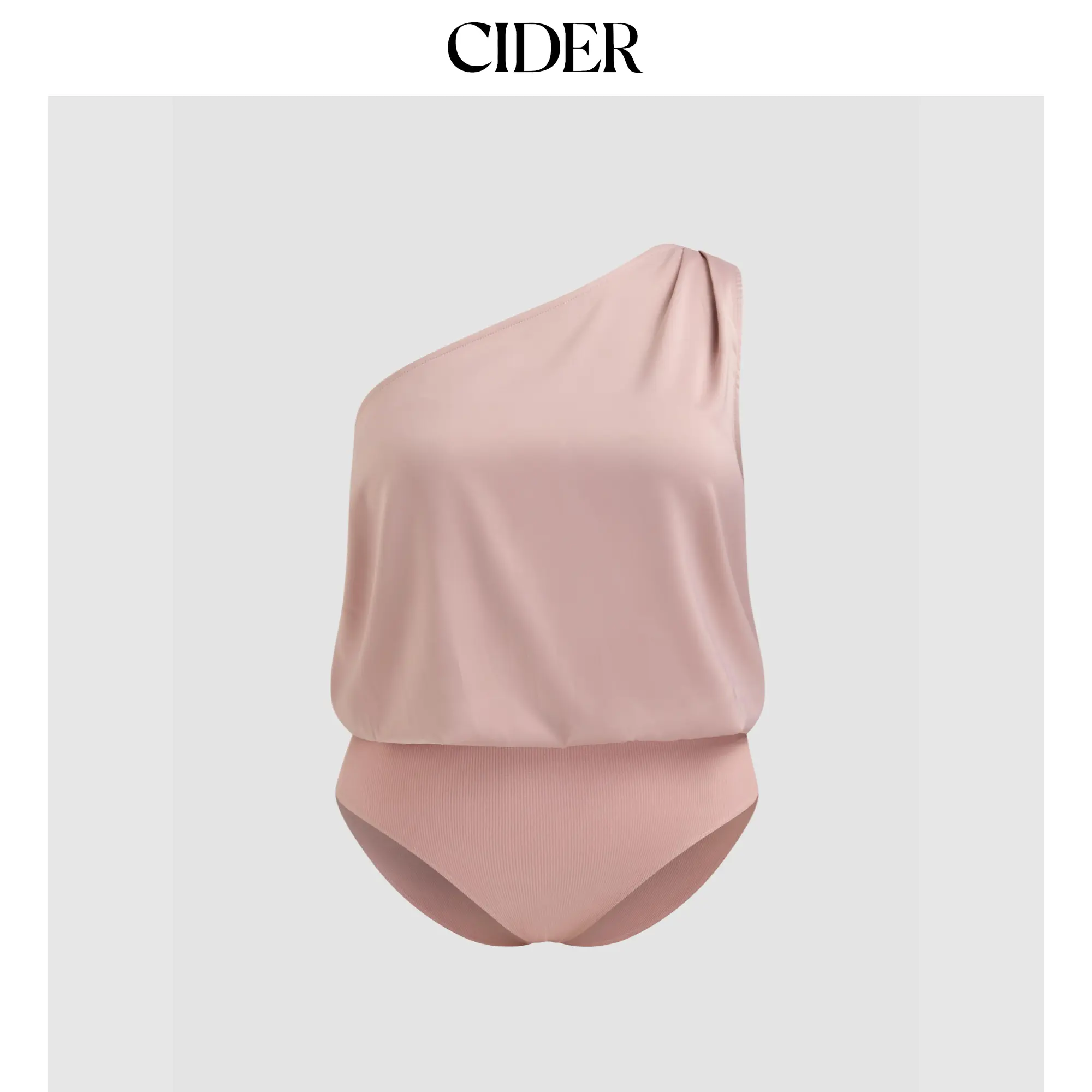 Cider [5 colors, size 0-24] Asymmetrical Neck Solid Bodysuit Curve & Plus