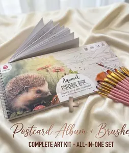 Aquarel Postcard Art Kit – 20 Sheets & 12 Professional Brushes