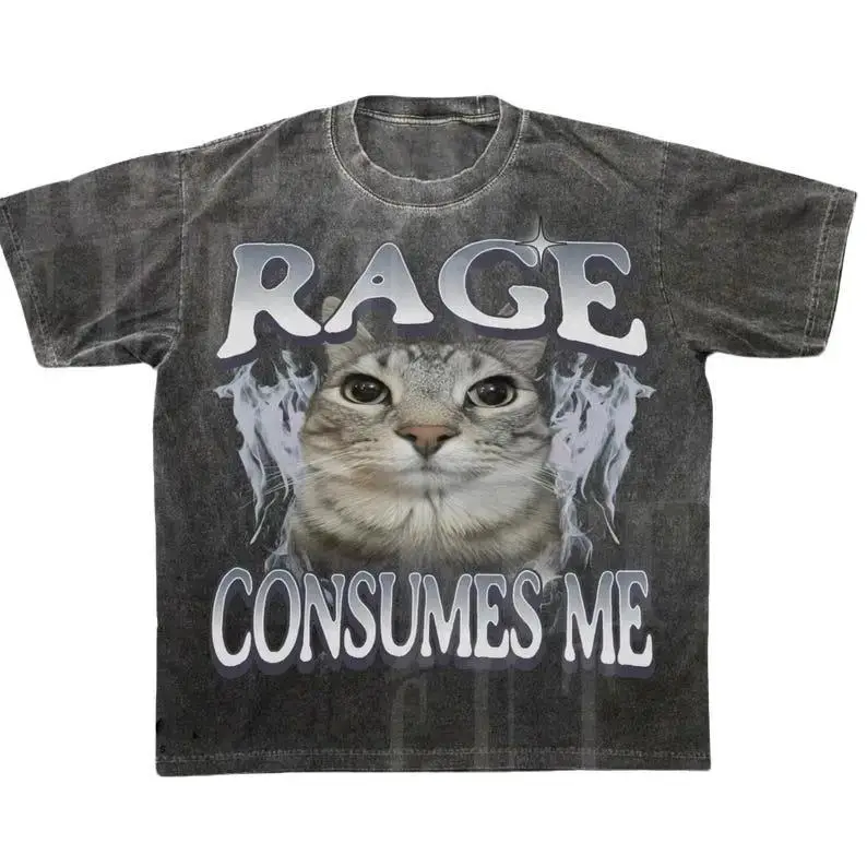 [Saleup to 75%] Rage Consumes Me Cat Shirt, Funny Cat Meme T-Shirt, Vintage Unhinged Cat Tee, Silly Cat Graphic Shirt, Weird Humor Unisex Shirt