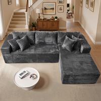 Without Ottoman Grey Right Chaise