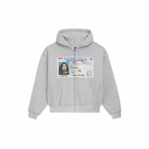 Unisex Y2K Personalized Print Zipper Sweatshirt, Retro Street Style Long Sleeved Pullover Hoodie Jacket/Couples' Style