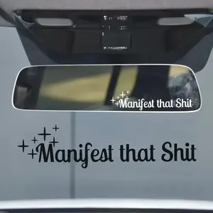 Manifest that Shit Rearview Mirror Sticker Decal for Cars Trucks White Waterproof Vinyl Vehicle Decoration