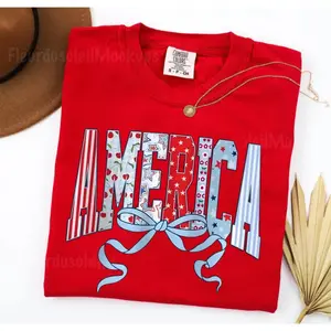 Comfort Colors Coquette 4th of July T-Shirt, Retro American Flag Graphic Tee, Patriotic Independence Day Shirt, Cute USA Holiday Outfit – TREND WEAR USA