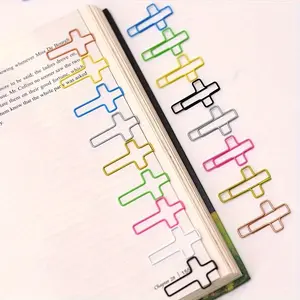 20pcs Colorful Metal Cross Paper Clips, Cute Bookmarks for Bible Journaling, Christian Religious Planner Accessories & Gift