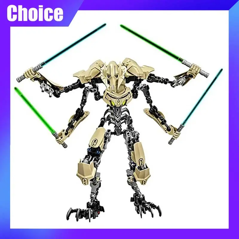 183pcs Ksz714 Star Action Figure Collectible - Anime Robot General Grievous Model with Lightsaber Hilt, Combat Play Building Blocks - Home Decor Statue Gift