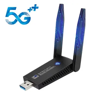 WiFi Adapter for Desktop PC，USB 3.0 Wireless Network Card, AC1300 with High-Gain Dual Antennas, Supports Dual-Band 2.4G/5G Networks, Compatible with Windows 7/10/11/Mac OS/Linux Systems