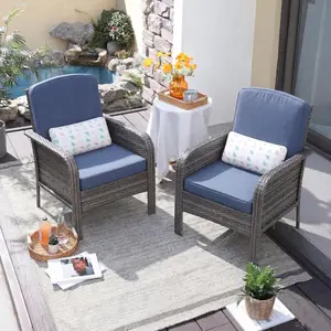Outdoor Wicker Chairs,2 Pieces Patio Furniture Set,All Weather High Back Rattan Chairs with High Back&Deep Seating for Deck Porch Balcony Backyard Garden