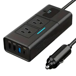 200W Car Power Inverter, 12V to 110V Car Charger with 1.2A & 2.4A USB & QC3.0 USB & Type C Port, Multifunctional Car Charger Adapter, High Speed Charger, Fast Charging Solution