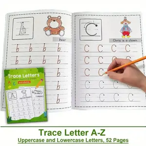 Cute Cartoon Letter Practice Book for Kids Learning Writing and Reading, Back-To-School Supplies, Preschool Learning Materials, Easter and Christmas Gift