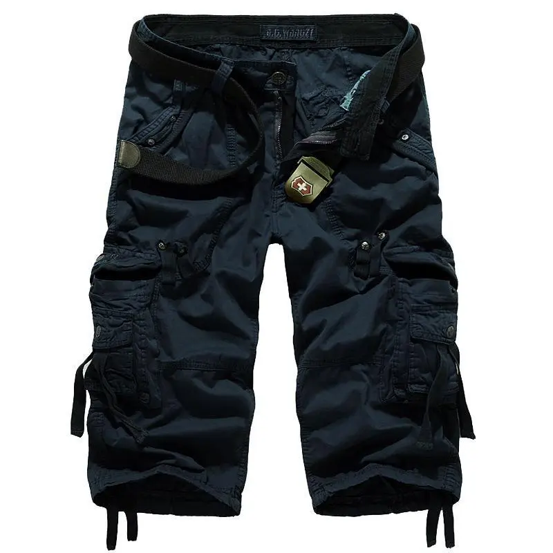 2026 Wholesale Men's Summer Loose Casual Camouflage Cargo Shorts Plus Size Multi-Pocket Mid-Length Five-Point Pants Black