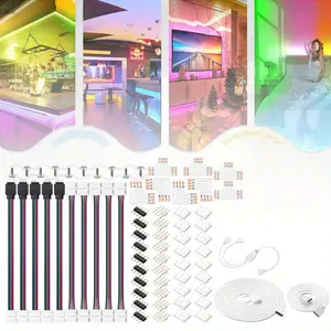RGB Colorful LED Light Strip Non Soldering Snap Connector 4Pin 10mm L-type One in Two Set,  LED Strip Jumper, 2 Way RGB Splitter Cable, L Connectors