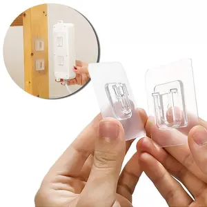 10 Pairs Double-Sided Adhesive Wall Hooks, Self-Adhesive Buckle Hooks, No Drill Removable Wall Mount Clips, Plastic Hanging Organizer for Home Use