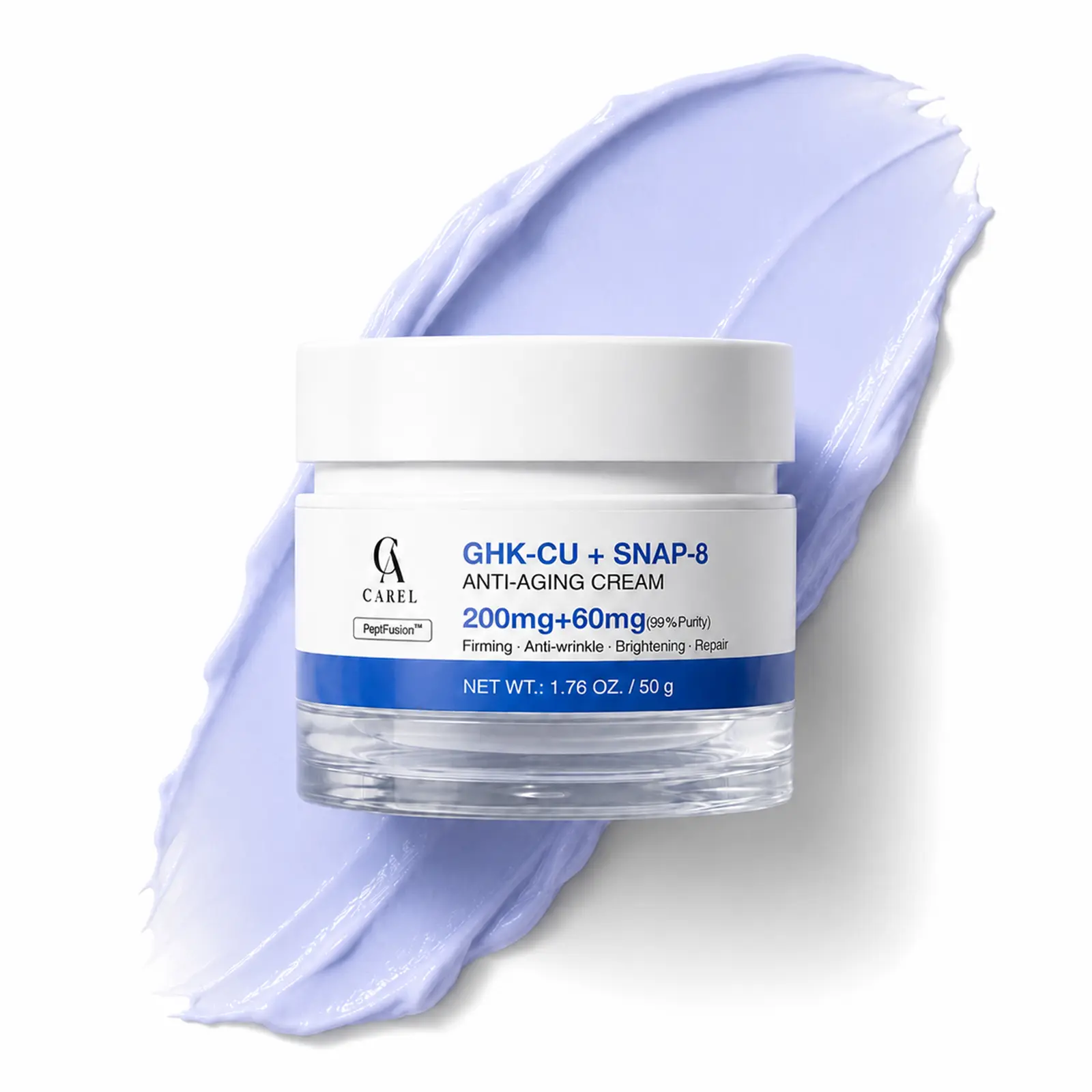 [CAREL] GHK-CU + SNAP-8 Dual Peptide Anti-Aging Firming Cream | 99% High-Purity Copper Peptide + SNAP-8 | Wrinkle & Expression Line Smoothing Face Moisturizer for Firmness, Elasticity & Plumping | 1.76 oz