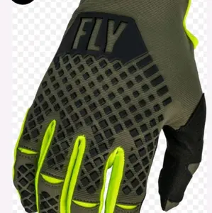 Fly Brand Olive Green & Neon Yellow Textured Grip Gloves for Enhanced Comfort and Style