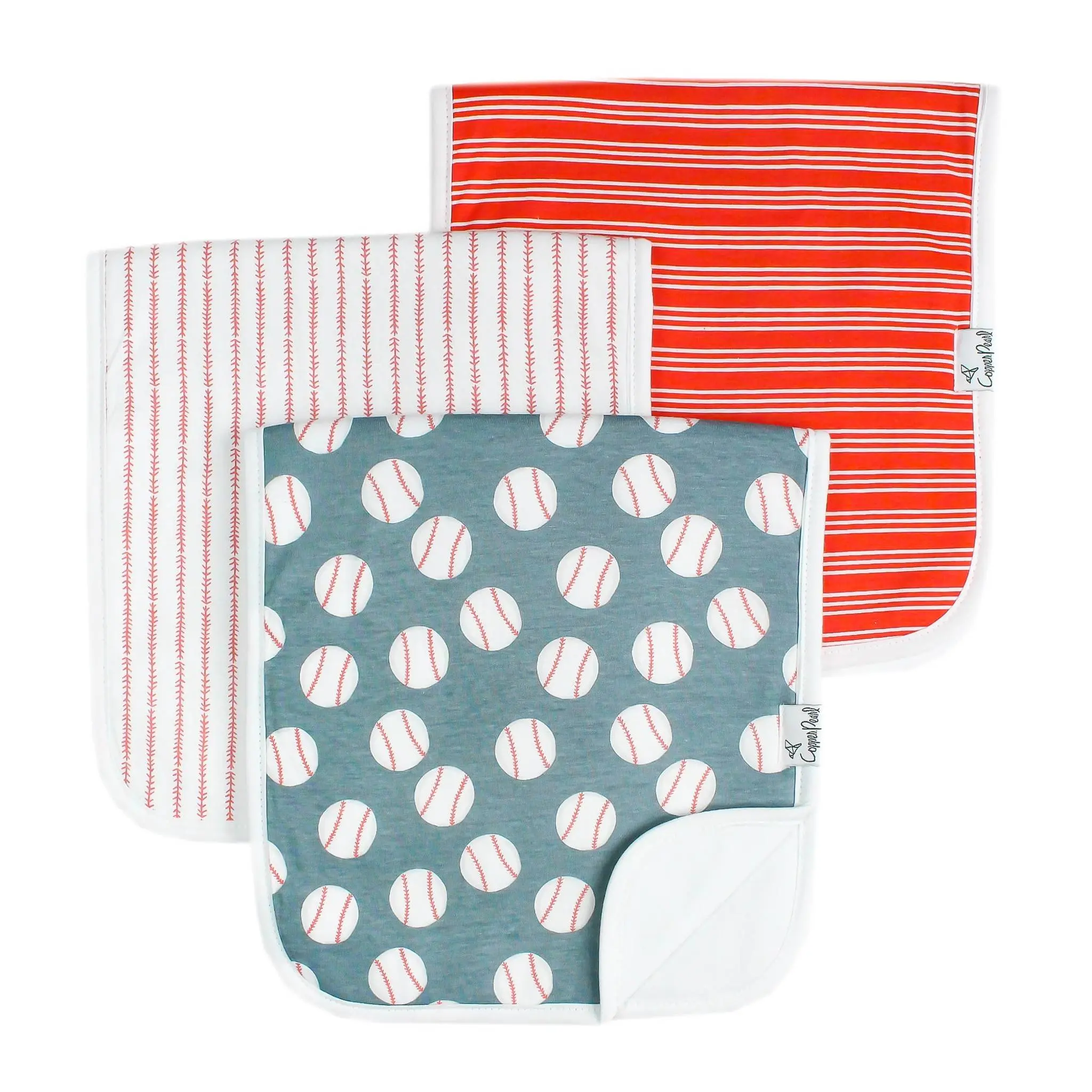 Copper Pearl Burp Cloth Set 3 Pack Premium Burp Cloths - Slugger | Premium Absorbent Burp Cloths for Babies | Oversized Coverage | Soft Multi-Layer Design | 3 Pack