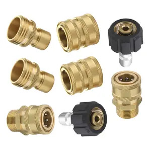 M MINGLE Ultimate Pressure Washer Adapter Set - Quick Disconnect Kit - M22 Swivel to 3/8 Inch Quick Connect - 3/4 Inch to Quick Release - 8-Pack