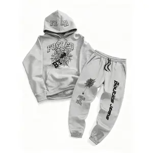 Spider pattern hoodie and sweatpants set, slim fit soft cotton casual, comfortable street style, suitable for daily wear and home decorRAIMENTRY