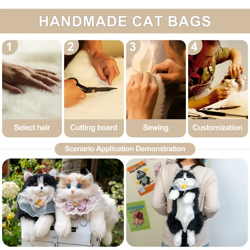 【TikTokShopBacktoSchool】Chongker Stylish Daypack Plush Cat Backpack - Realistic Stuffed Animal Fashion Accessory & Unique Gift for Cat Lovers - 1 Set Gift Wrap 5