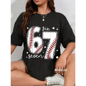 100% Cotton Baseball Meme Six Seven Funny 6-7 Matching Baseball Player T-Shirt