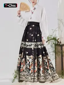 Women's traditional Chinese Hanfu - imitation embroidered gold woven floral skirt, exquisite Chinese design