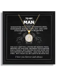 Valentine's Day Christmas Birthday Party Anniversary Gift For My Man | 26 Letters A-Z Initial Necklace (O Chain) | With Heartfelt Message Card & Gift Box | Stylish Minimalist Pendant