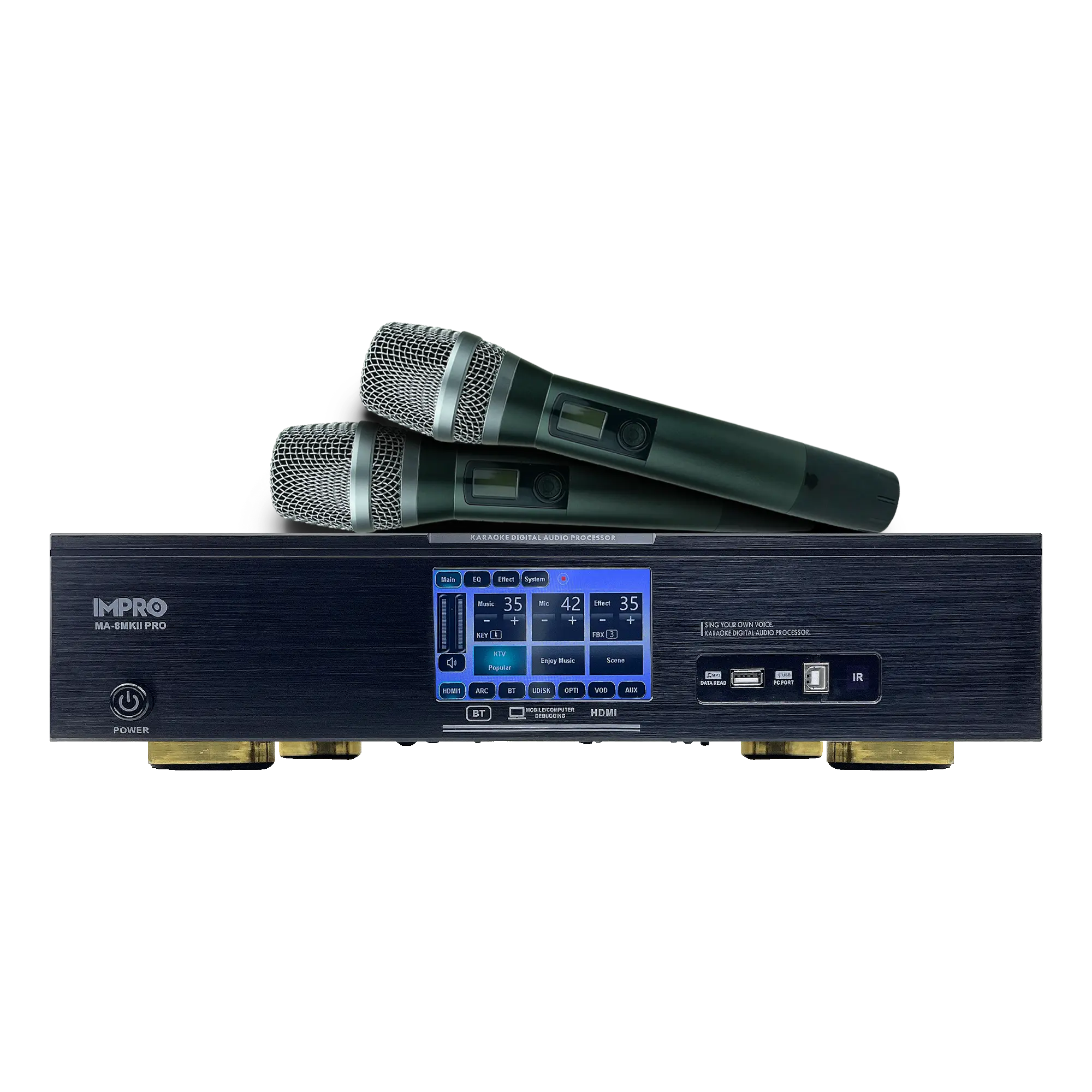 ImPro MA-8MKII 1800W 5-in-1 Karaoke Amplifier: Mixer, Equalizer, Feedback Reducer, and 2 Wireless Mics - Premium Sound for Ultimate Singing Experience
