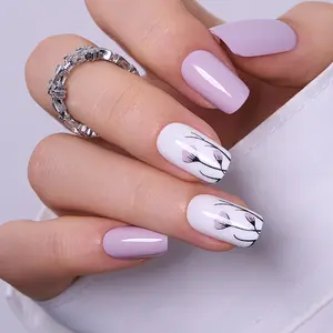 Lilac Floral Press-On Nails | CurvLife Nail | 24pcs Short Oval Fake Nails | Glossy Finish with Soft Lilac Flower Accents | Easy to Apply, Comfortable Fit & Long-Lasting Hold | Perfect for Daily Looks , Office Wear & Graceful Special Occasions
