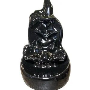 Black Ceramic Waterfall Incense Holder - Sleek Modern Design with Hypnotic Smoke Effect for Relaxation & Meditation Aroma