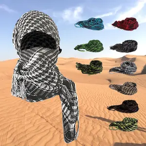 Network silk houndstooth square scarf, headscarf, outdoor military tactical foreign trade fringed desert scarf