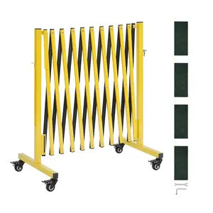 Industrial Expandable Barricade System: 13 Ft Expandable Safety Barrier, Flexible Mobile Barricade With Locking Casters, Portable Folding Security Gate, Heavy Duty Traffic Fence For Driveway, Warehouse, Elevator