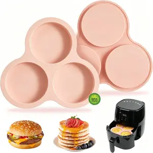 2 Pack 4 Inch Air Fryer  Egg Molds  Grade Non-Stick Heat Resistant   Round Muffin Pans for Egg Bites Breakfast Sandwiches Hamburger Buns Tart Pancake Baking