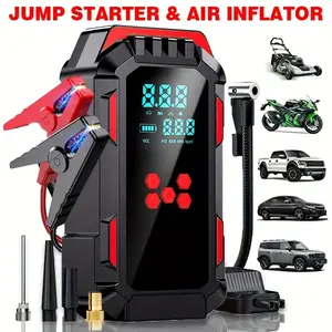 9-In-1 Car Battery Starter Kit with 150 Psi Air Compressor, Portable 12V USB Charger, LCD Display, LED Flashlight, Automotive Tool Kit, Easter Sale!