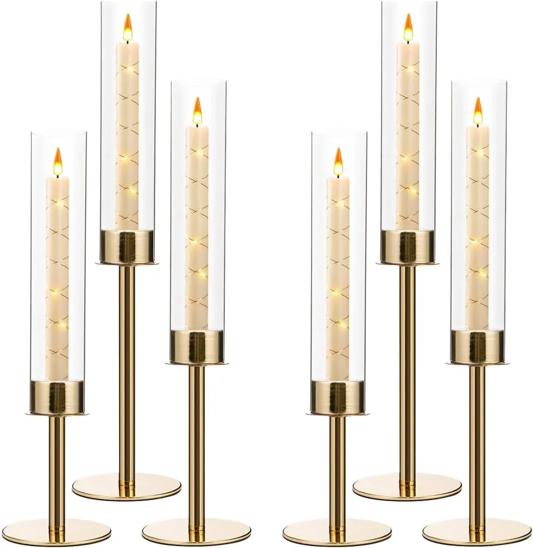 VINCIGANT Acrylic Candle Holder for Table Centerpiece Metal Tall Candle Holder with Acrylic lampshade for Wedding,Party, Birthday Decorations