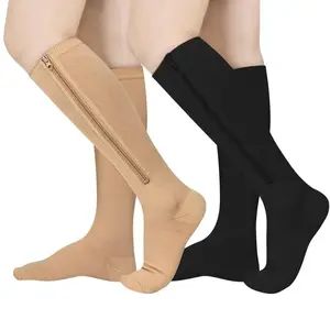 Medical Zipper Compression Socks Women Men High Elasticity Nylon Closed Toe Pressure Stocking for Edema Varicose Veins sport fit