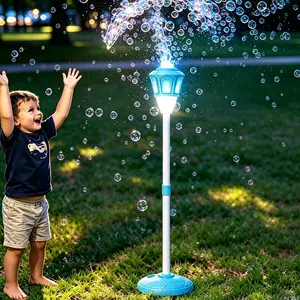 47 Inch Rechargeable Bubble Torch Stand with LED Lights & Music, 3 Gear Adjustable Height Automatic Bubble Blower, High Output Bubble Machine for Wedding Garden Patio Birthday Summer Outdoor Party Decor
